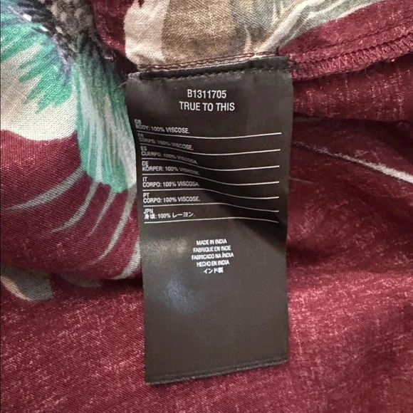 Volcom Burgundy Dress with Teal Tropical Floral Flowers Size Small Beach Luau - Picture 6 of 6